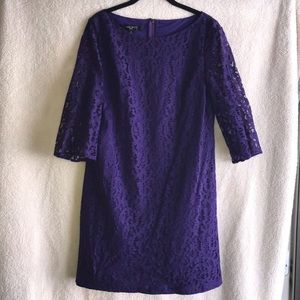 Nine West Purple 3/4th Sleeve Lace Dress